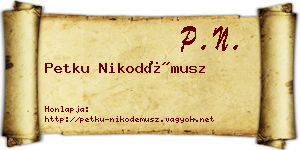 Petku Nikodémusz névjegykártya